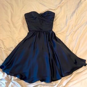Monique Lhuillier navy strapless bridesmaid dress, size 2